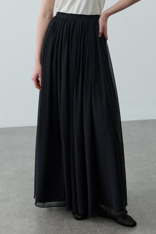 Büzgülü Dökümlü Maxi Etek Siyah