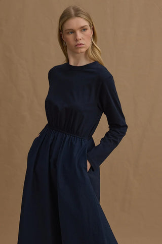 Büzgülü Elbise Lacivert - Fahhar Design