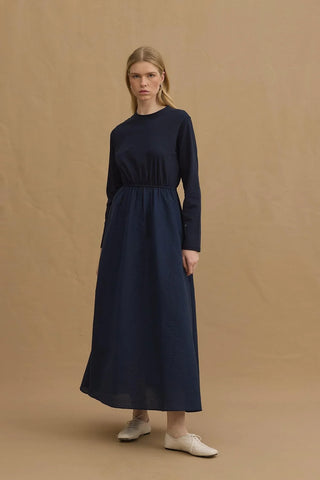 Büzgülü Elbise Lacivert - Fahhar Design
