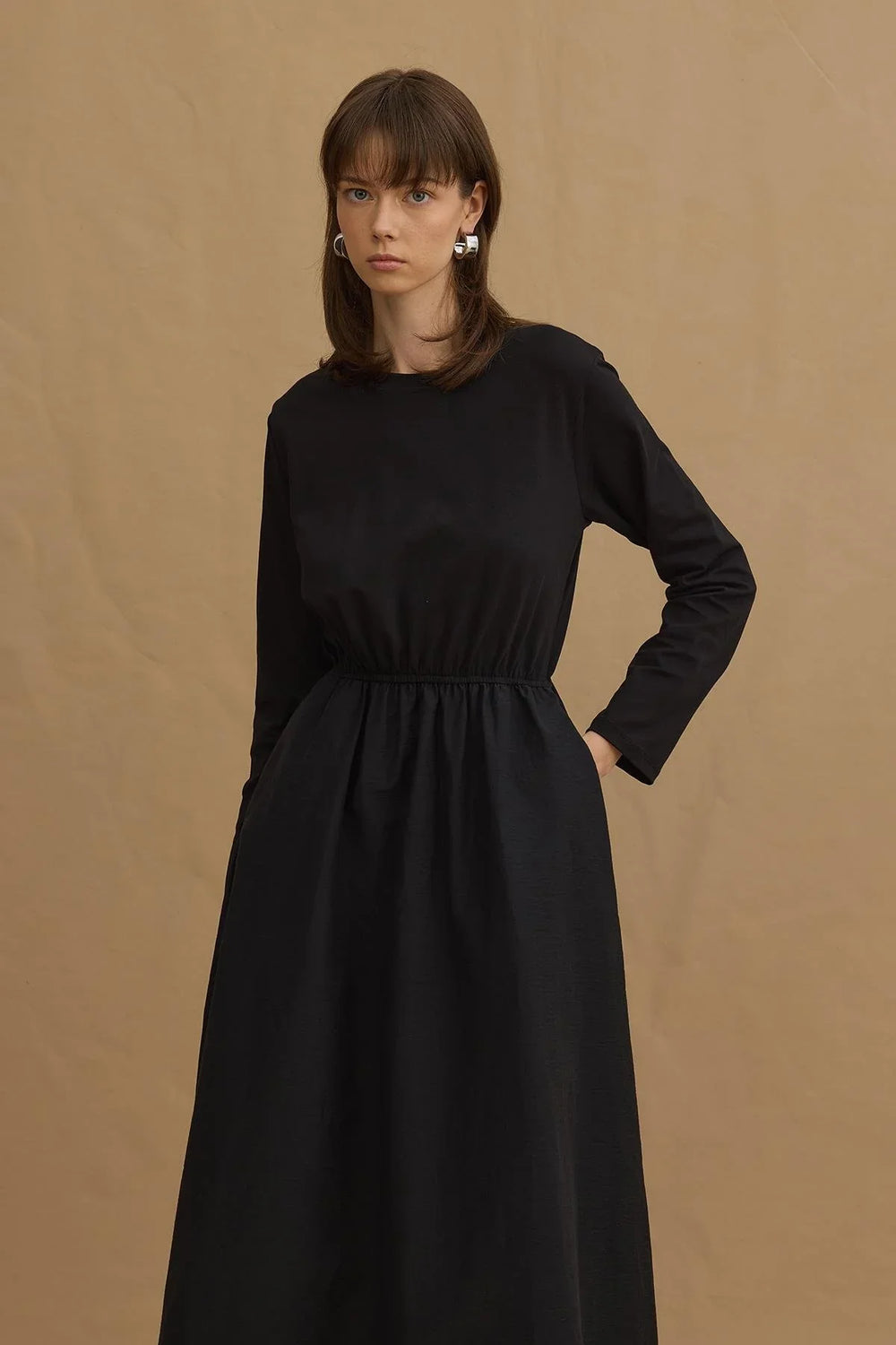 Gathered Dress Black