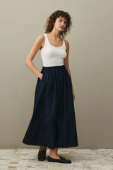 Büzgülü Etek Lacivert