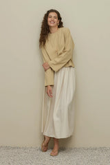 Büzgülü Keten Etek Bej
