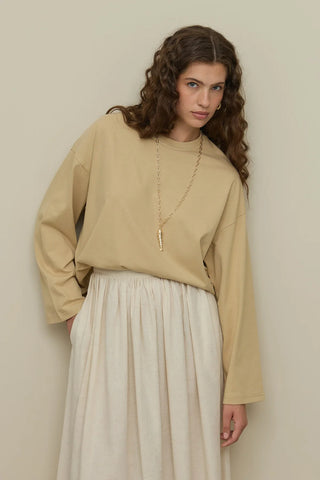 Büzgülü Keten Etek Bej