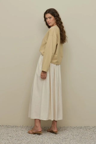 Büzgülü Keten Etek Bej