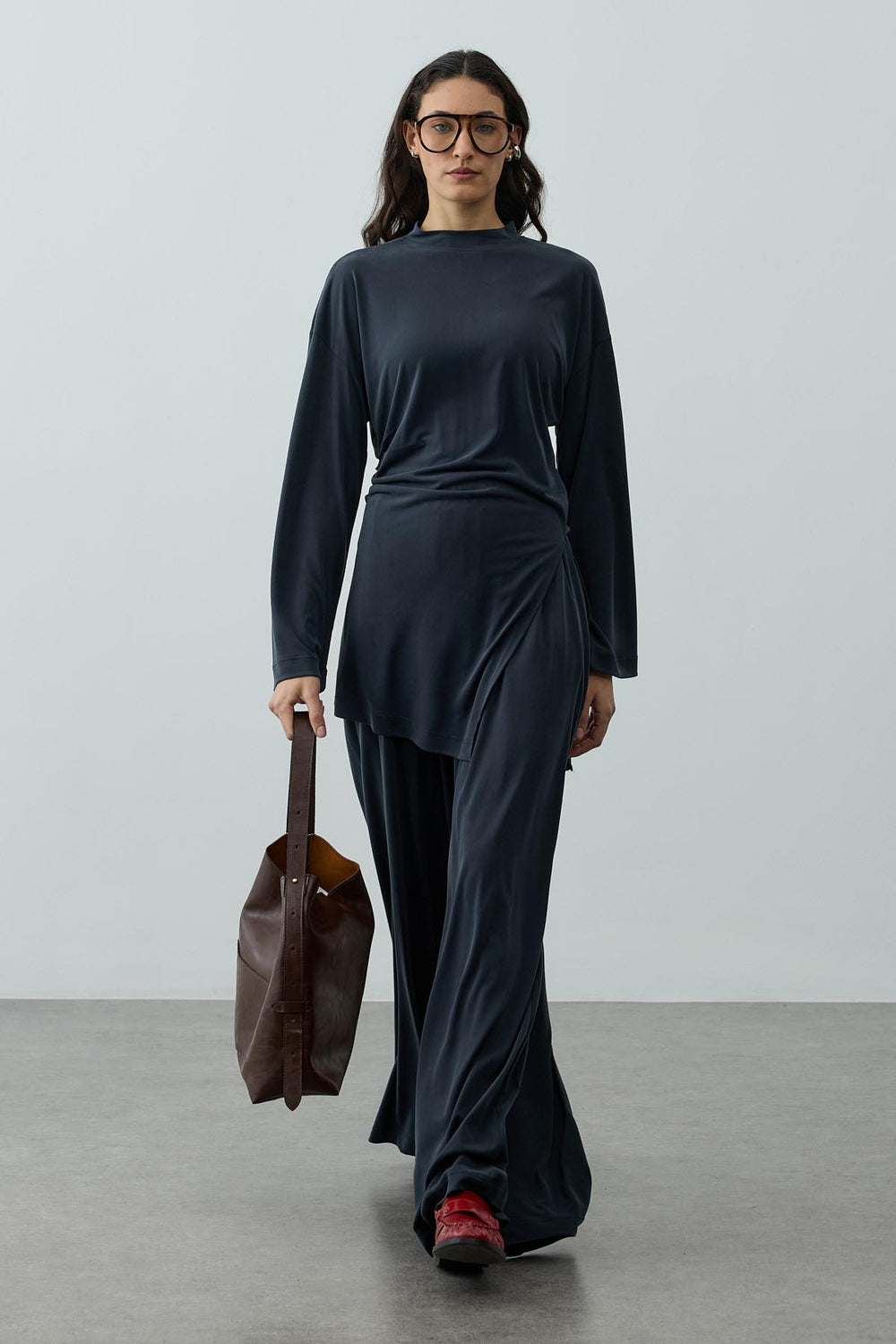 Büzgülü Modal Örme Takım Antrasit