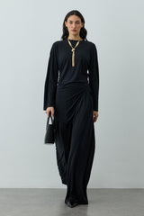 Büzgülü Modal Örme Takım Siyah