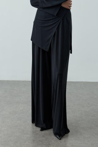 Büzgülü Modal Örme Takım Siyah