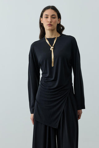 Büzgülü Modal Örme Takım Siyah