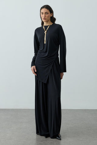 Büzgülü Modal Örme Takım Siyah