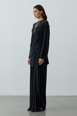 Büzgülü Modal Örme Takım Siyah