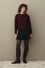 Büzgülü Viscone Hırka Bordo