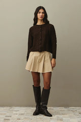 Büzgülü Viscone Hırka Kahverengi