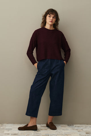 Shirred Viscone Sweater Burgundy