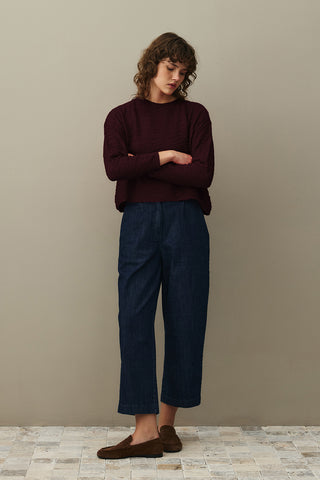 Shirred Viscone Sweater Burgundy