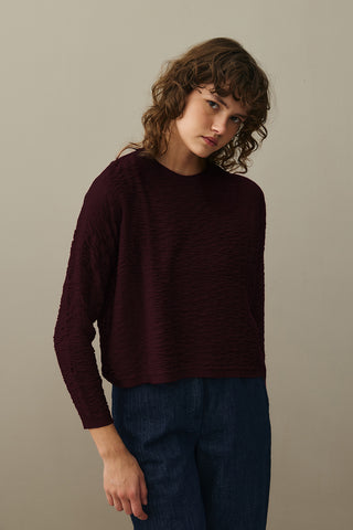 Shirred Viscone Sweater Burgundy