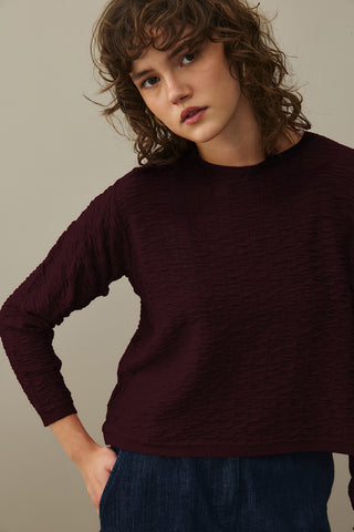 Shirred Viscone Sweater Burgundy