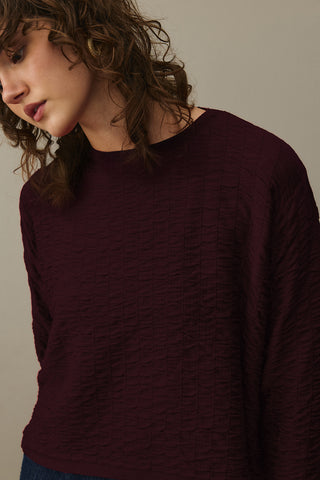 Shirred Viscone Sweater Burgundy