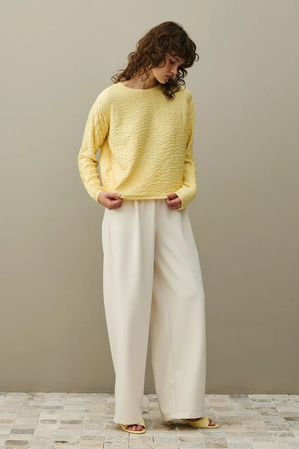 Gathered Viscone Sweater Yellow