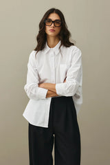 Çapraz Pileli Basic Gömlek Beyaz