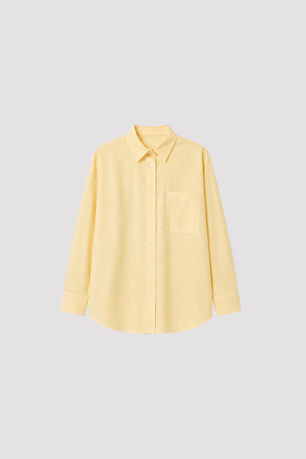 Diagonal Pleated Basic Shirt Yellow
