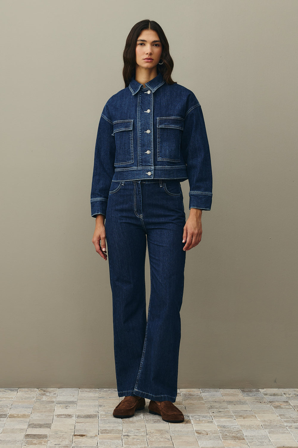 Cepli Denim Ceket Koyu Mavi