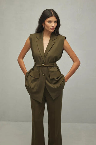 Women's Khaki Vest with Pockets