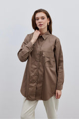 Pocket-Parted Shirt Brown