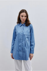 Pocket-Parted Shirt Blue