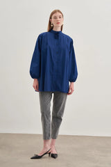 Çiçek Detaylı Gömlek Lacivert