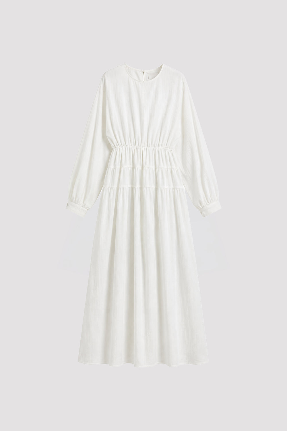 Double-Shirred Crepe Dress in Ecru