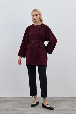 Double Button Jacket Burgundy