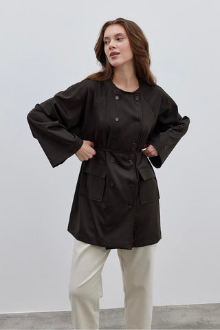 Çift Düğme Ceket Kahverengi - Fahhar Design