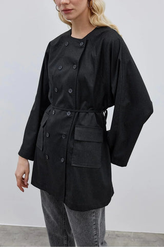 Çift Düğme Ceket Koyu Gri - Fahhar Design