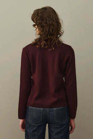 Çift Düğme Crop Hırka Bordo