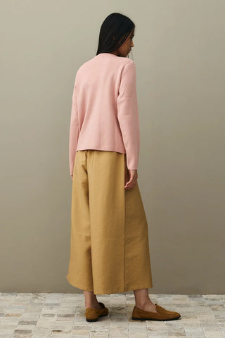 Çift Düğme Crop Hırka Pembe
