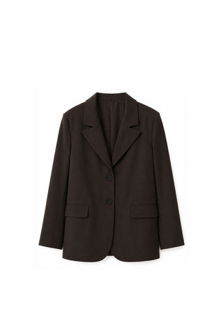 Çift Düğmeli Oversize Blazer Ceket Acı Kahve