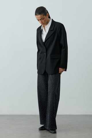 Çift Düğmeli Oversize Blazer Ceket Siyah