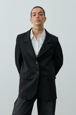 Çift Düğmeli Oversize Blazer Ceket Siyah