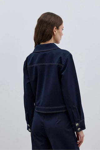 Çift İğne Kadın Gömlek Ceket Lacivert - Fahhar Design
