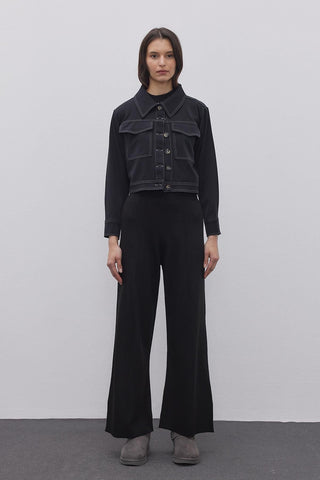 Çift İğne Kadın Gömlek Ceket Siyah - Fahhar Design