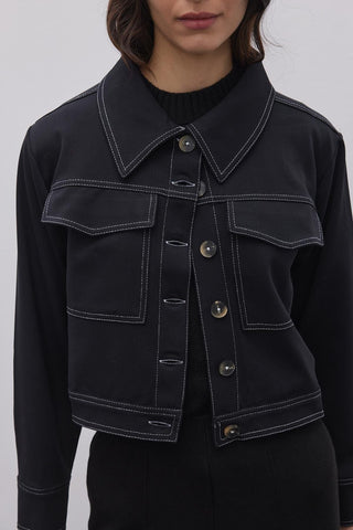 Çift İğne Kadın Gömlek Ceket Siyah - Fahhar Design