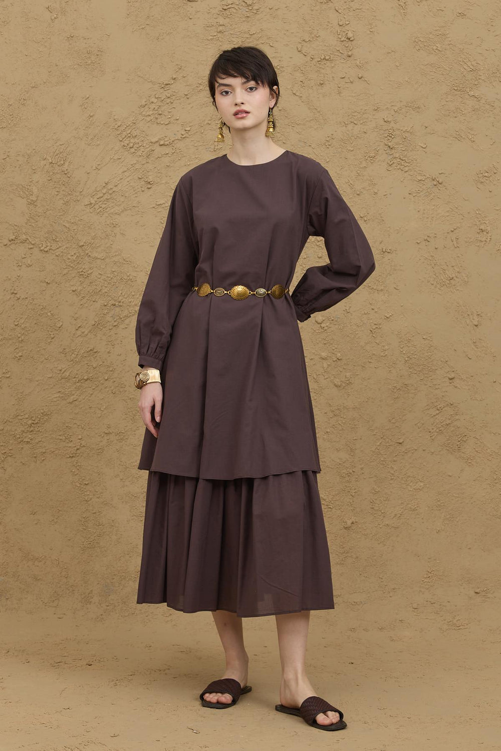 Double Layer Dress Bitter Coffee