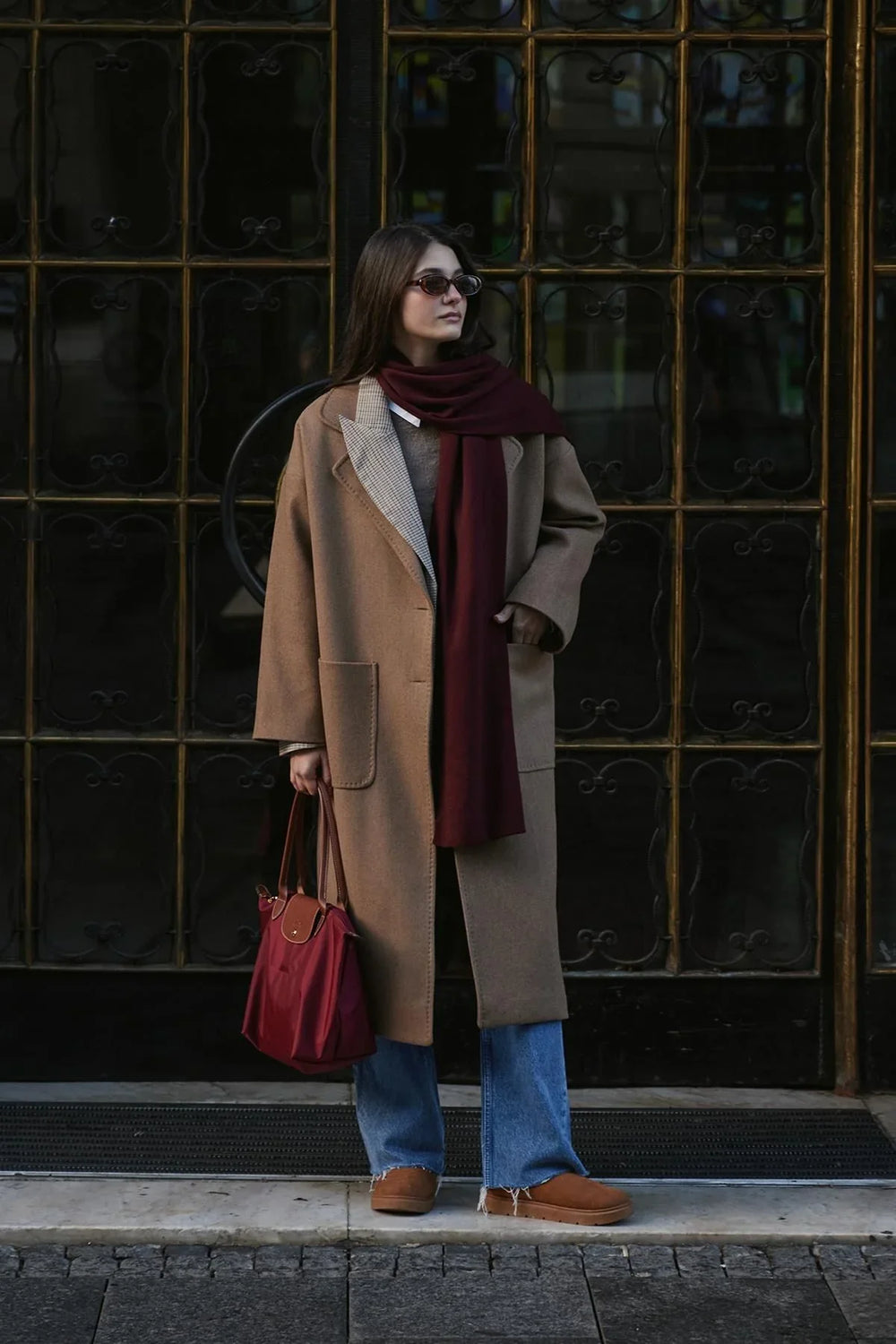 Double Layer Scarf Burgundy