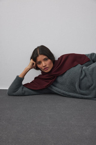 Çift Kat Fular Atkı Bordo - Fahhar Design