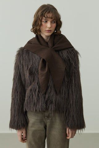 Çift Kat Fular Atkı Kahverengi