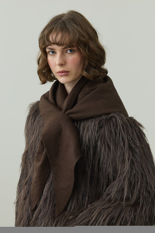 Çift Kat Fular Atkı Kahverengi