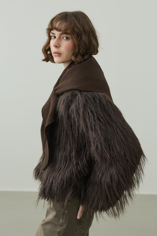 Çift Kat Fular Atkı Kahverengi