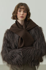 Çift Kat Fular Atkı Kahverengi