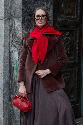 Çift Kat Fular Atkı Kırmızı