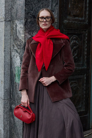 Çift Kat Fular Atkı Kırmızı